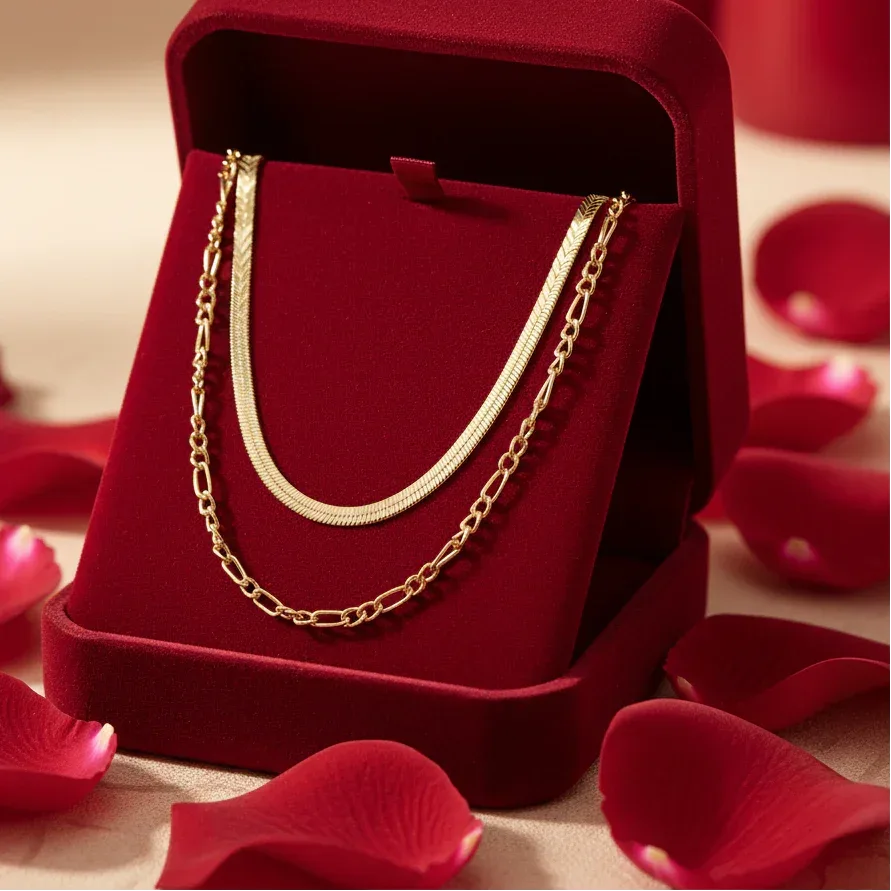 Ensemble Colliers Couple Dorés - Accroche 