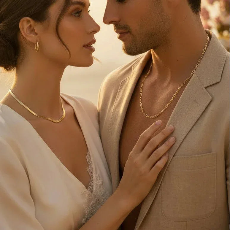 Ensemble Colliers Couple Dorés - Accroche 