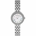 Montre femme Armani AR11354 argentée en acier inoxydable - cadran blanc nacré avec chiffres romains et lunette sertie de cristaux 30mm