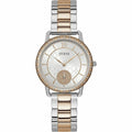 Montre femme Guess W1290L2 bicolore argenté et or rose - cadran blanc nacré avec cristaux et lunette sertie 36mm