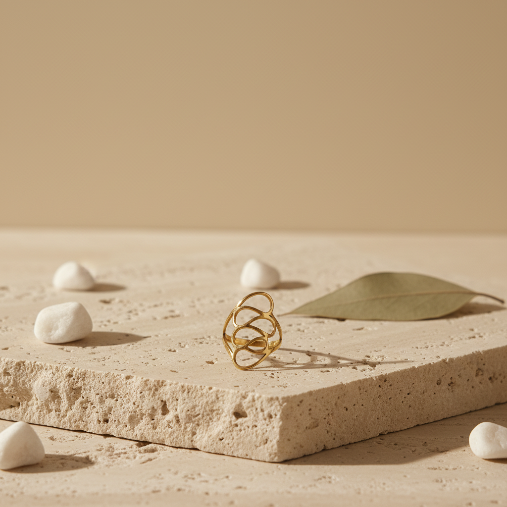 Bague fil doré sur pierre