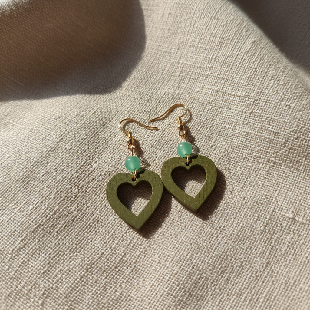 Boucles d'oreilles cœur - fond premium