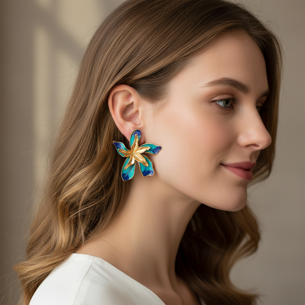 Boucles Fleur Turquoise Lifestyle raffiné