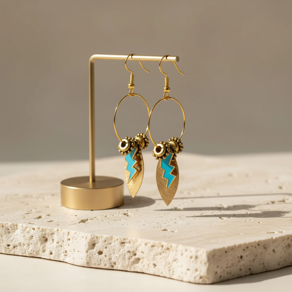 Boucles Tempête Turquoise Fond blanc