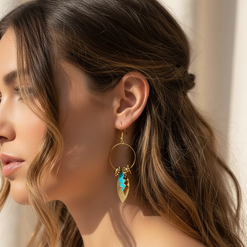 Boucles Tempête Turquoise Lifestyle