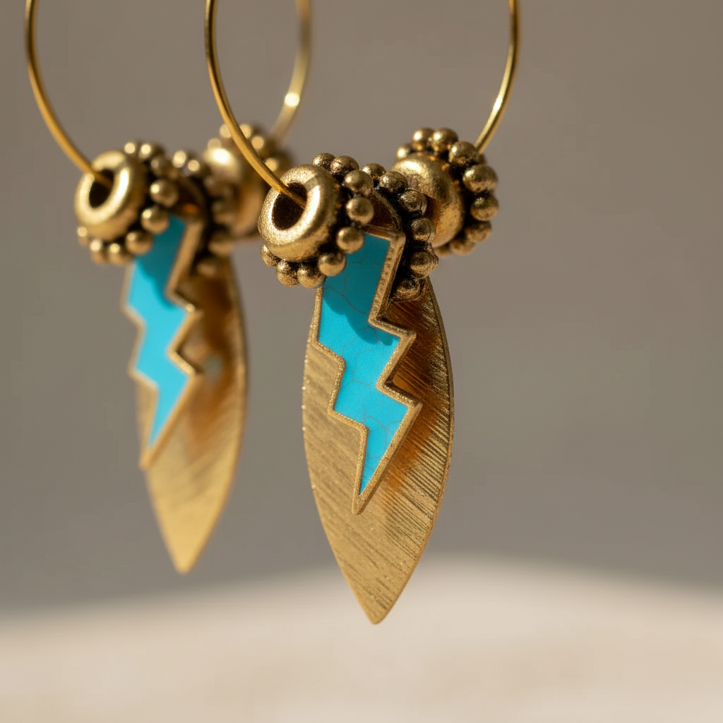 Boucles Tempête Turquoise Macro