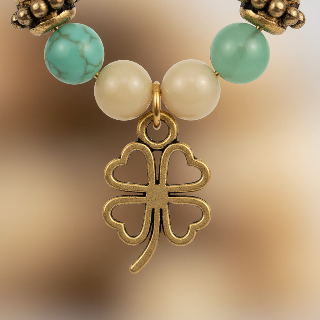 Créoles Trèfle Turquoise Macro raffiné