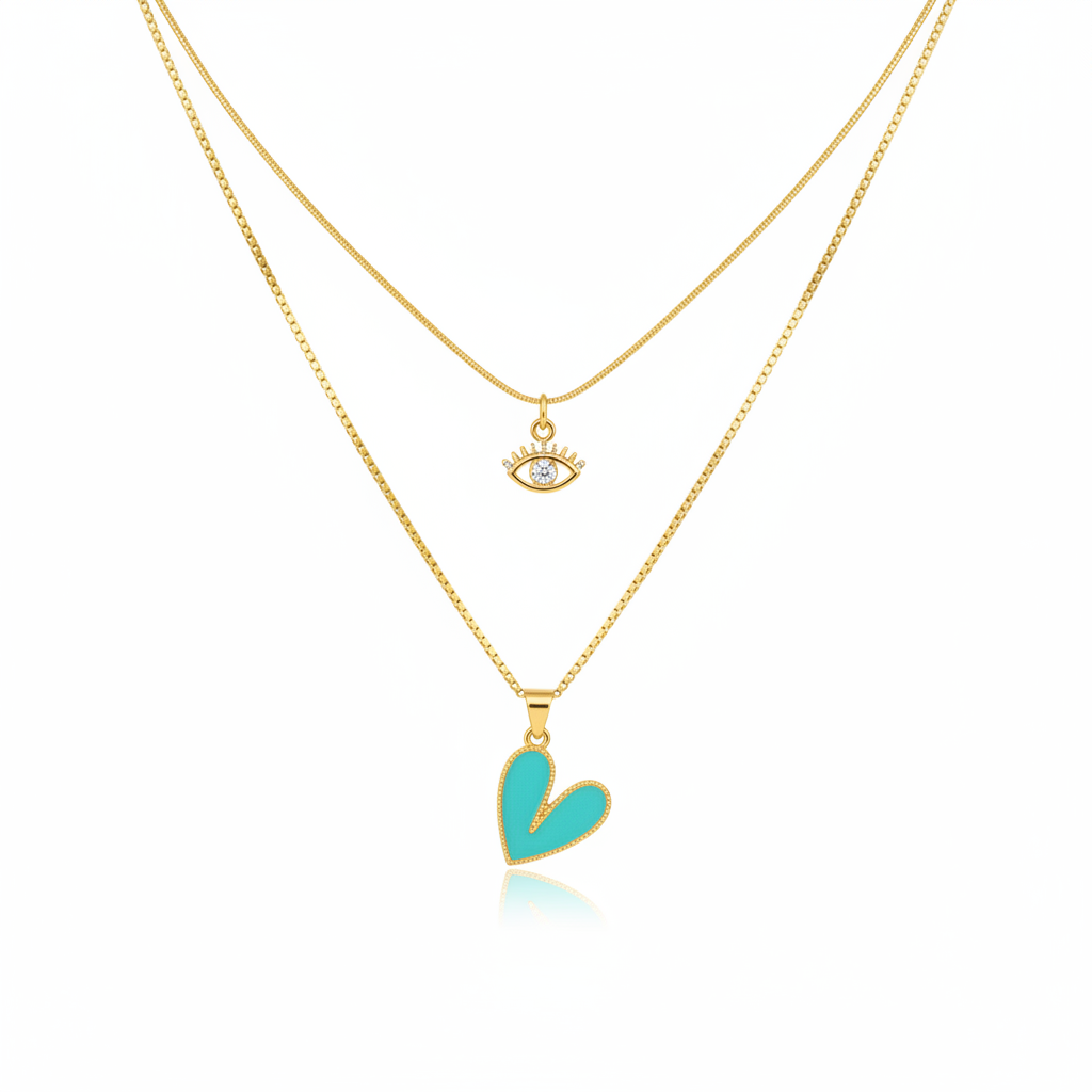 Détail œil et cœur turquoise