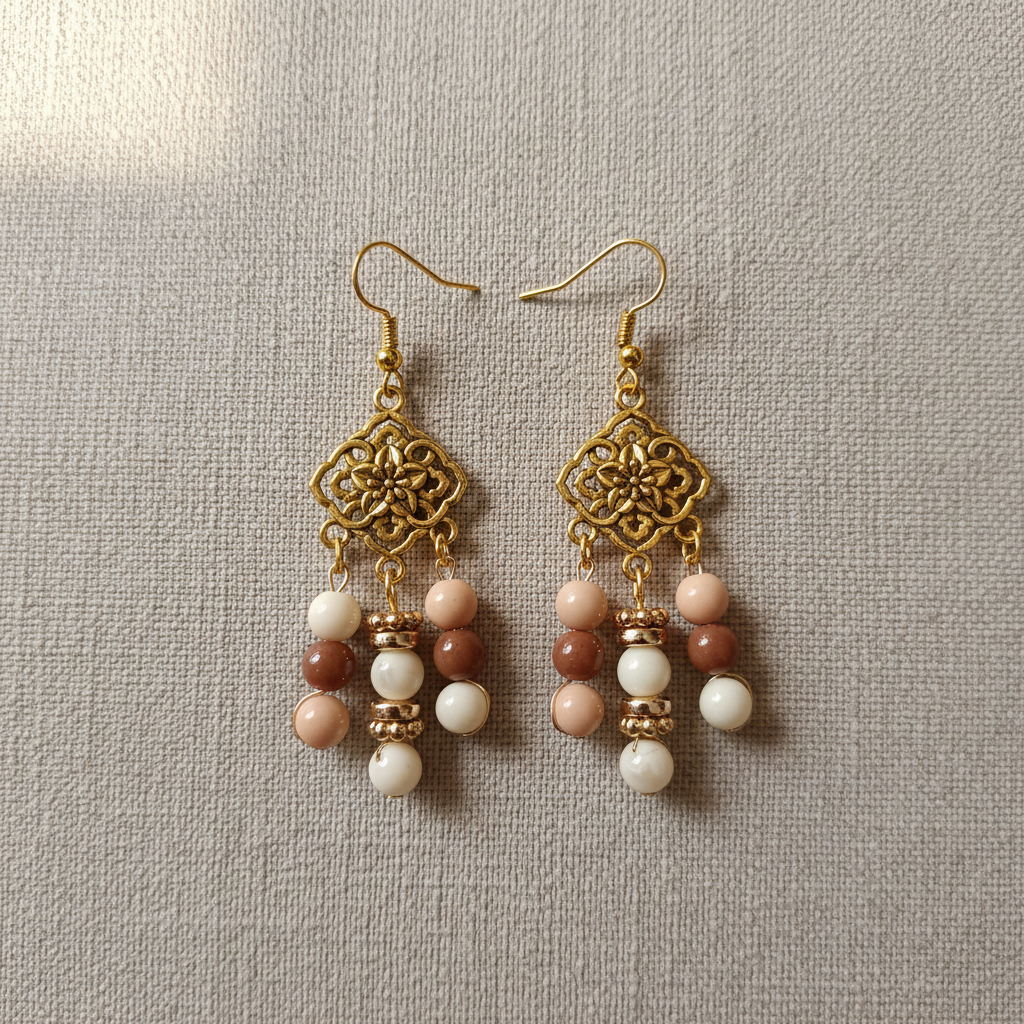 Paire boucles mandala fond neutre