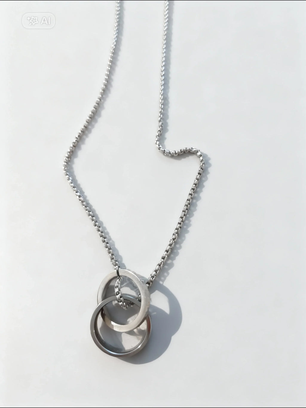 Collier Argent Anneaux Entrelacés - Bijou Minimaliste Masculin - Accroche 