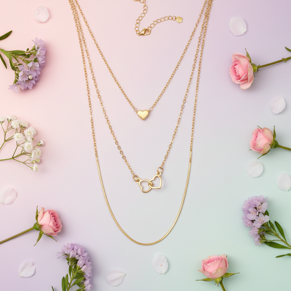 Trio colliers - flat lay printemps