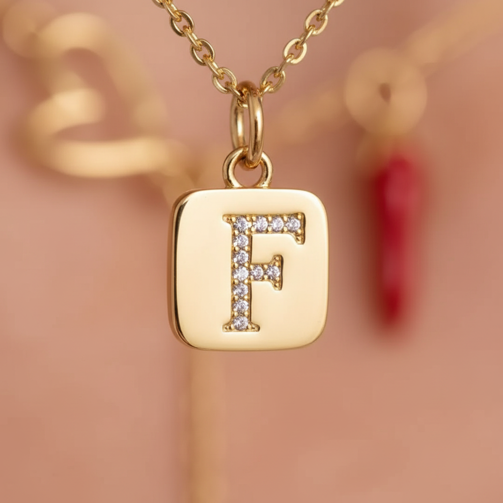 Zoom macro lettre F majuscule gravée